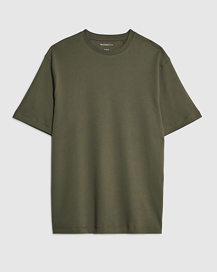 river island Khaki Slim Fit T-Shirt