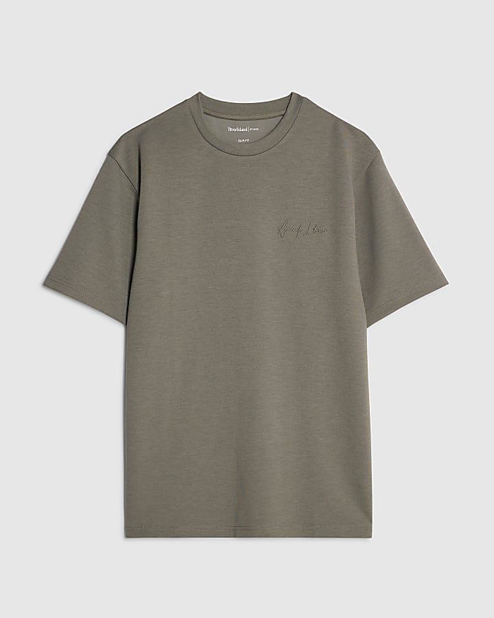 river island Khaki Slim Fit T-Shirt