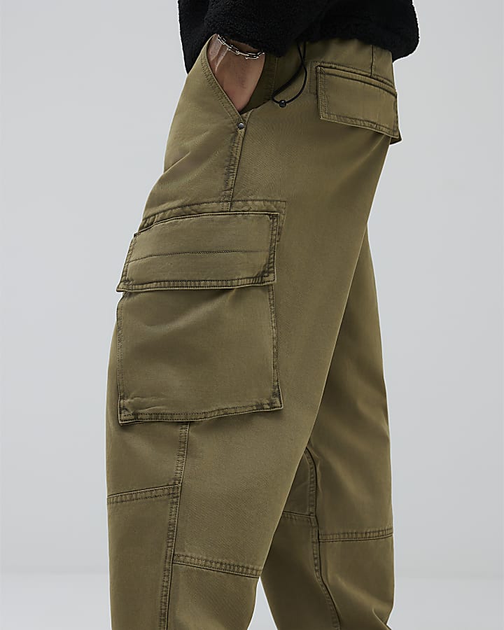 River Island Khaki Super Baggy Cargo Trousers