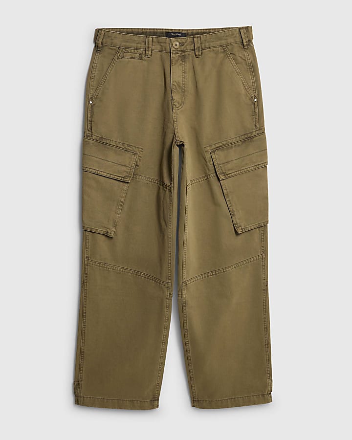 river island Khaki Super Baggy Cargo Trousers