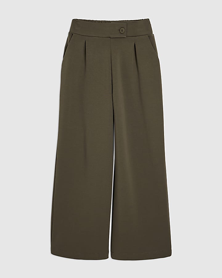 river island Khaki Tailored Wide Leg Trousers