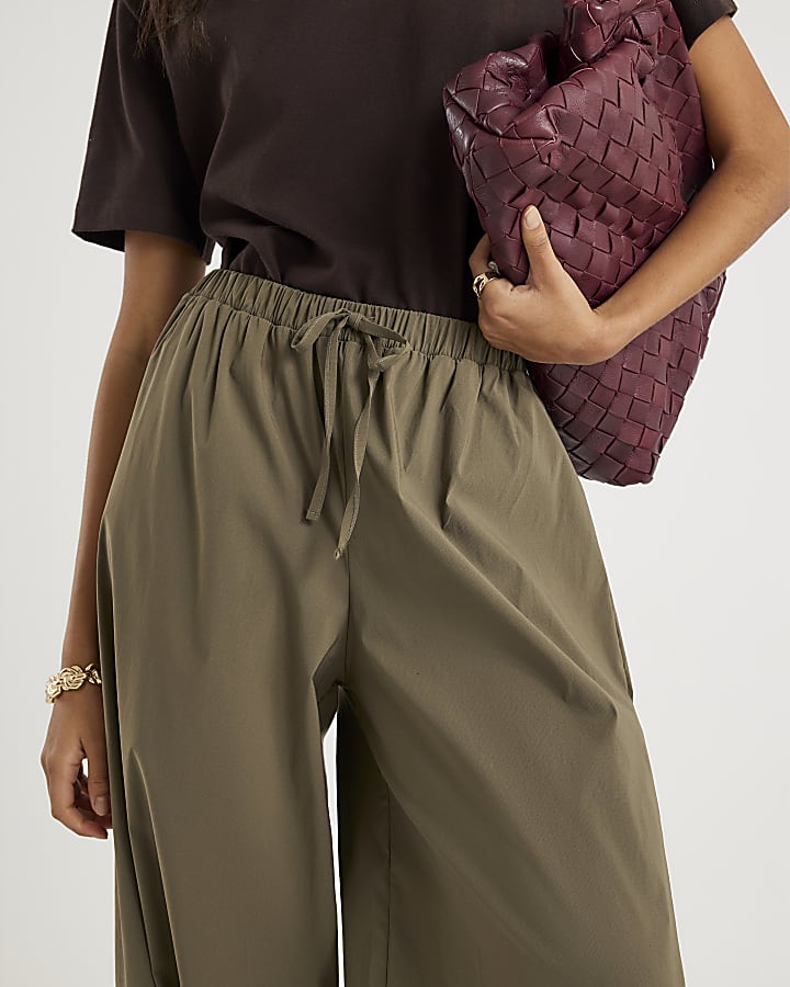 River Island Khaki Tie Waist Balloon Trousers