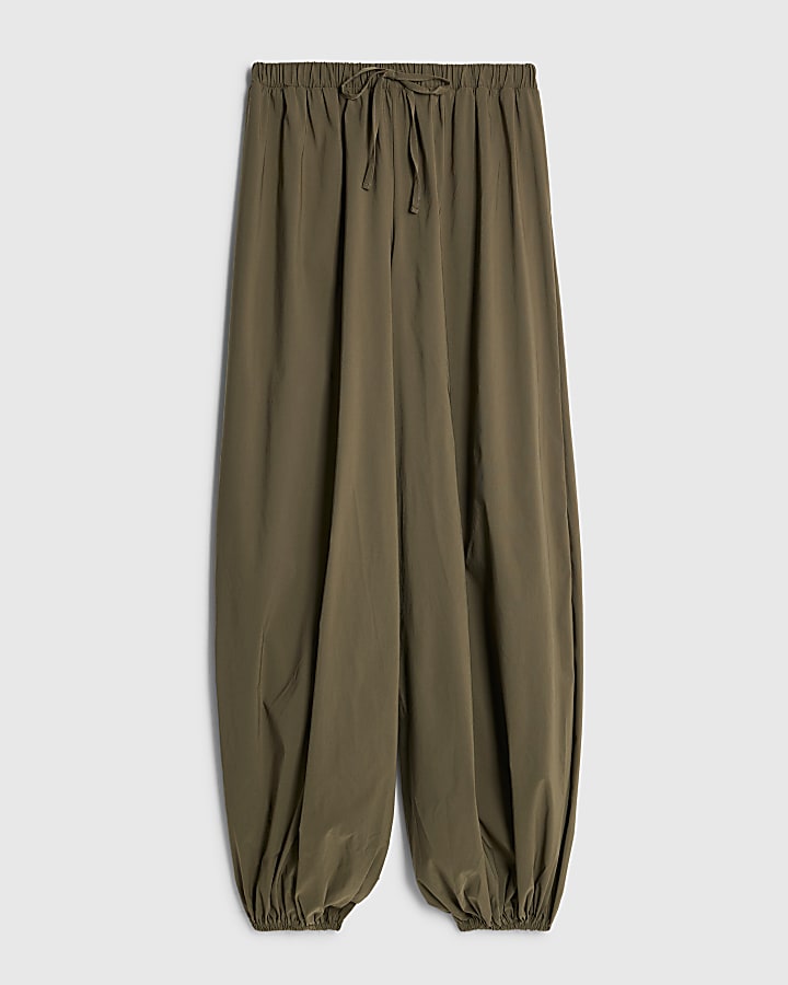 river island Khaki Tie waist Balloon Trousers