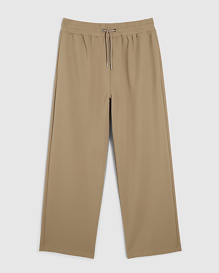 river island Khaki Wide Leg Twill Joggers