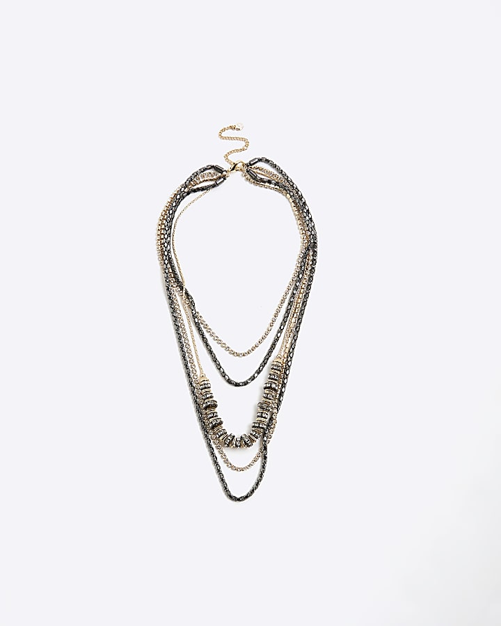 River Island Metal Multi Cup Chain Necklace