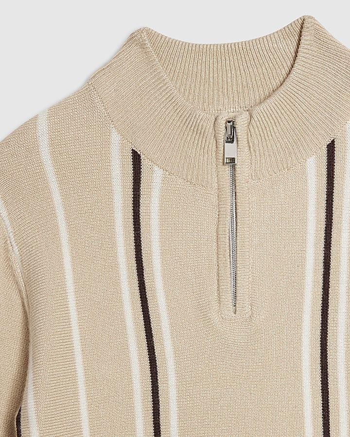 River Island Mini Boys Beige Funnel Neck Top