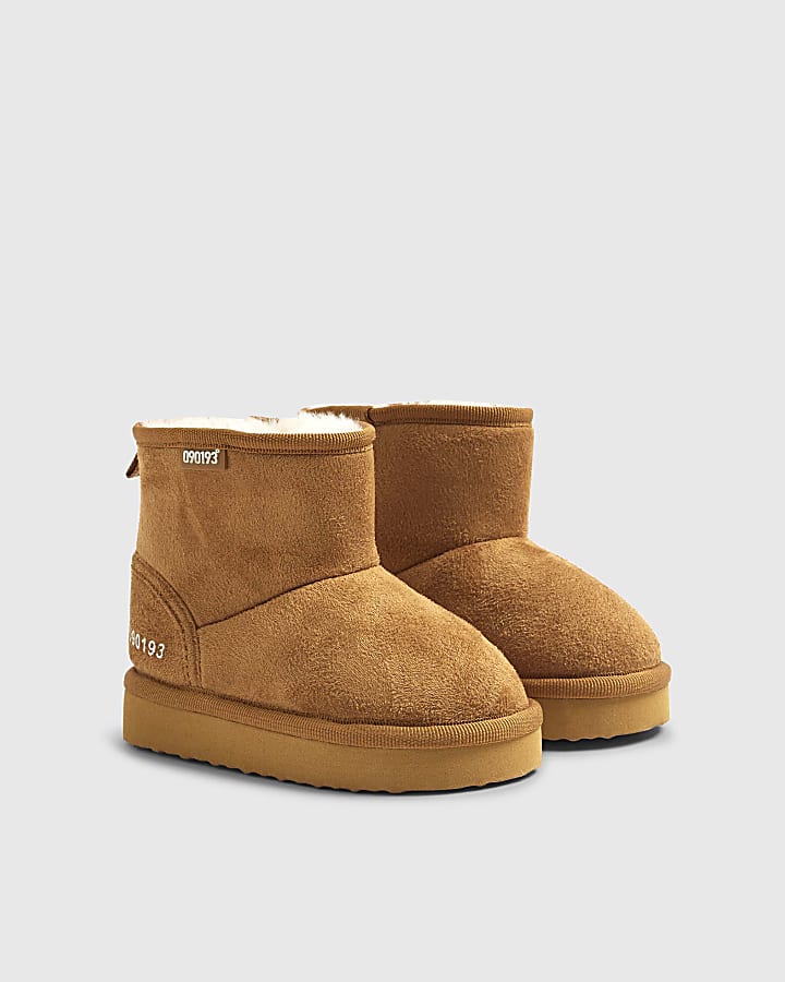 River Island Mini Boys Beige Fur Lined Boots