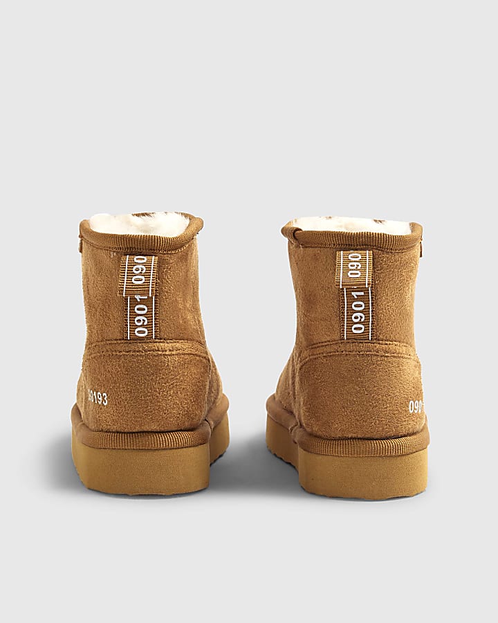 River Island Mini Boys Beige Fur Lined Boots