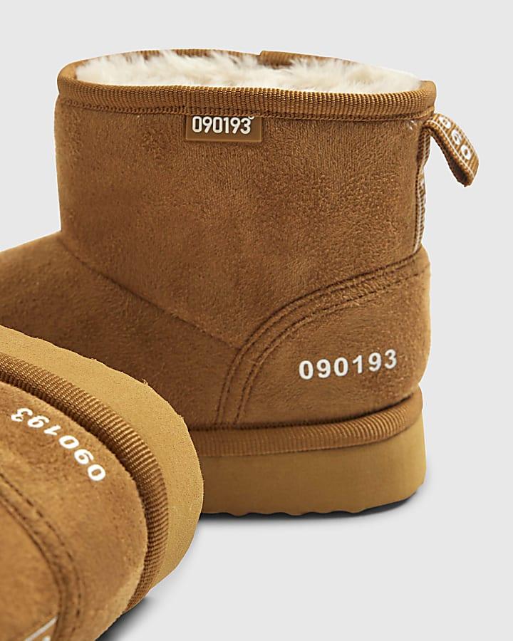 River Island Mini Boys Beige Fur Lined Boots