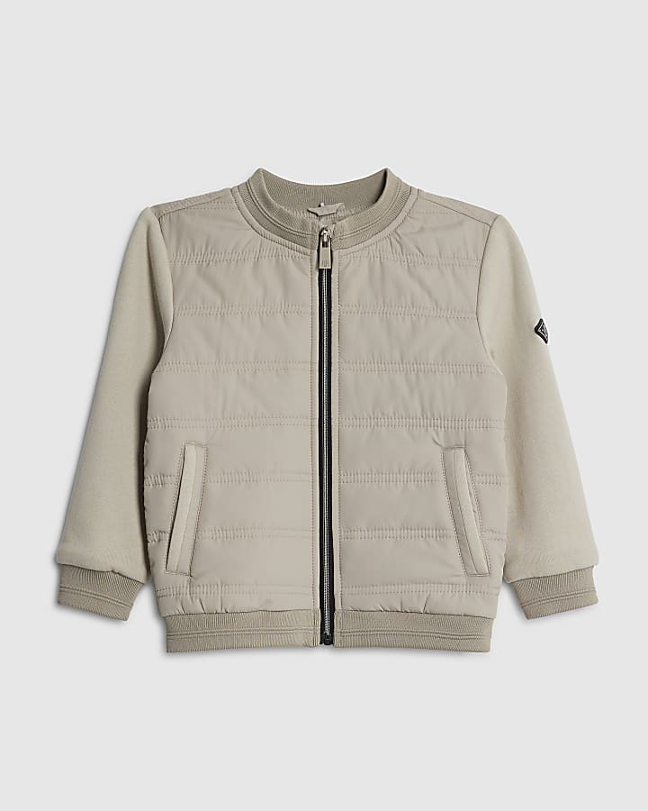 River Island Mini Boys Beige Hooded Hybrid Jacket