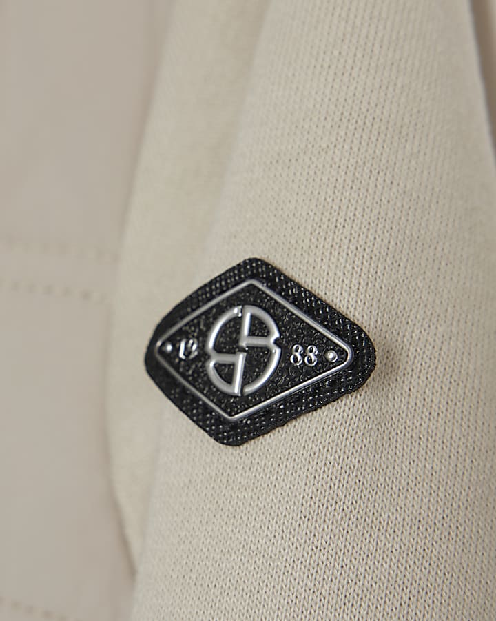 river island Mini Boys Beige Hooded Hybrid Jacket