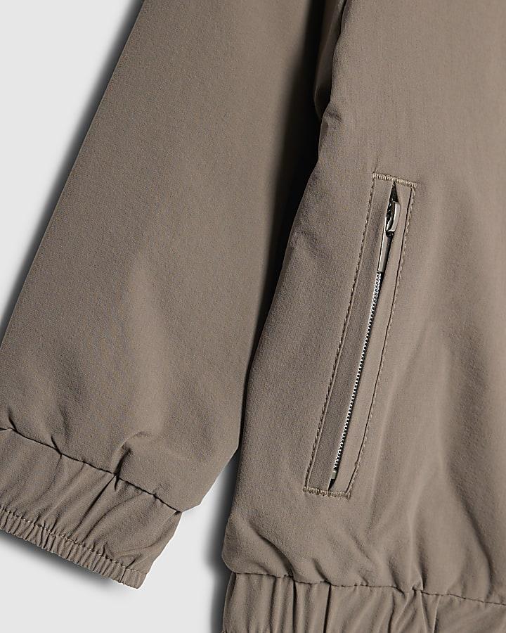 River Island Mini Boys Beige RI Hooded Jacket