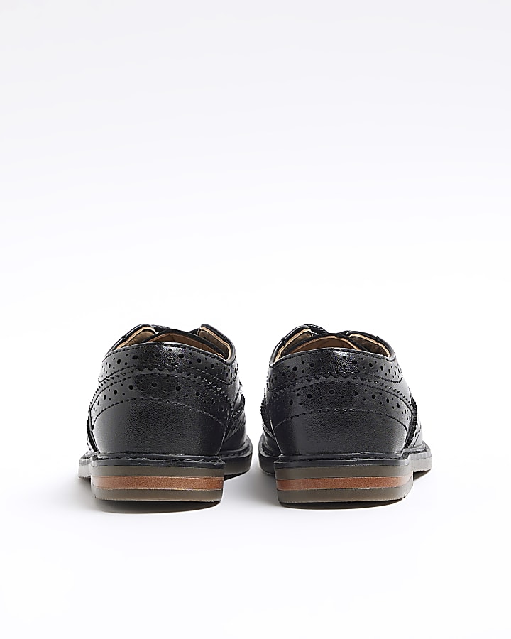 River Island Mini Boys Black Brogue Smart Shoes