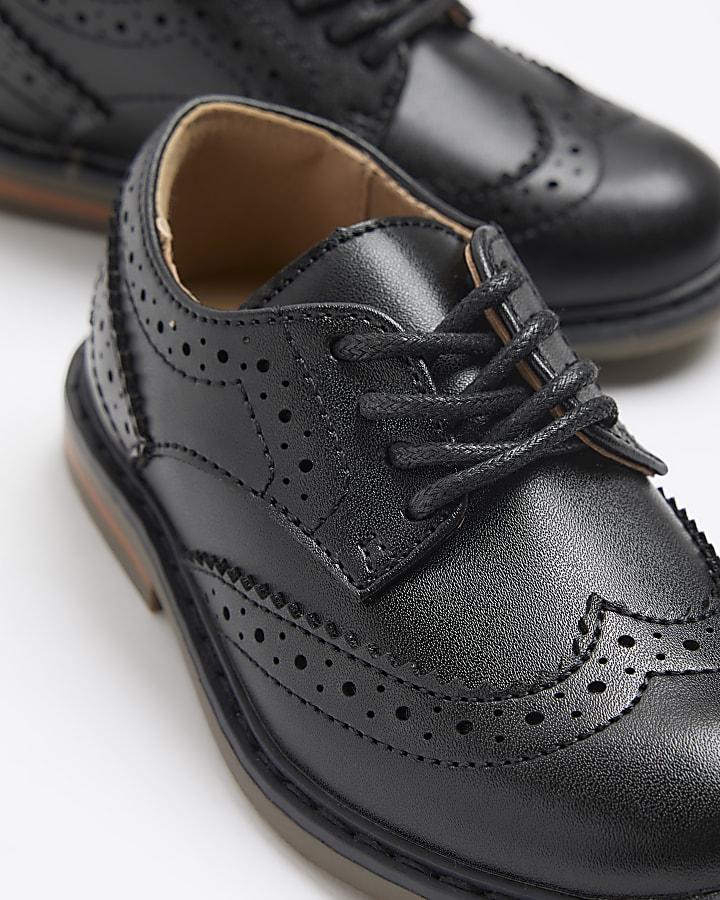 river island Mini boys black brogue smart shoes