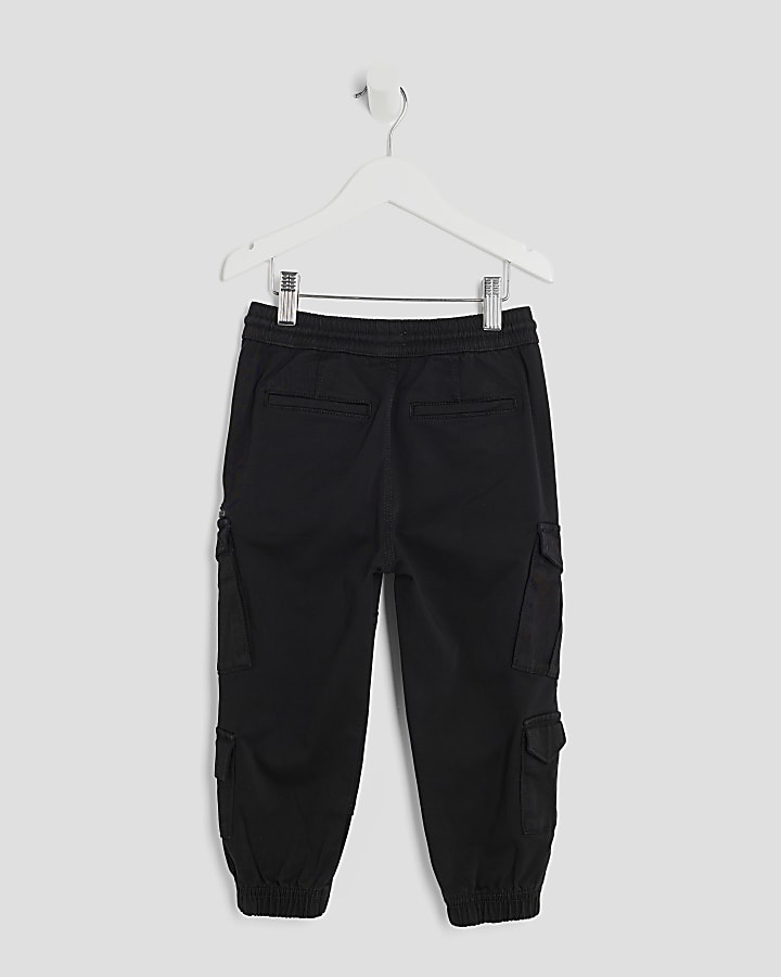 River Island Mini Boys Black Cargo Trousers