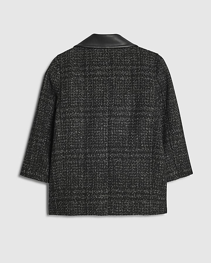 River Island Mini Boys Black Check Peacoat
