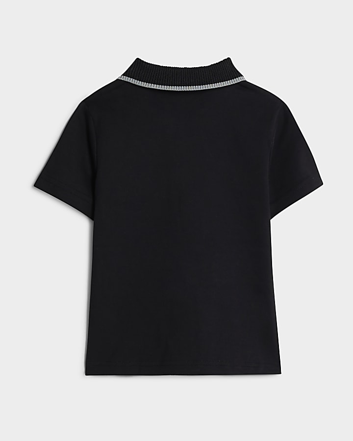 River Island Mini Boys Black Dragon Polo Shirt