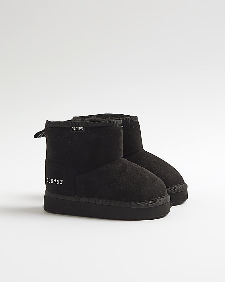 River Island Mini Boys Black Faux Fur Lined Boots