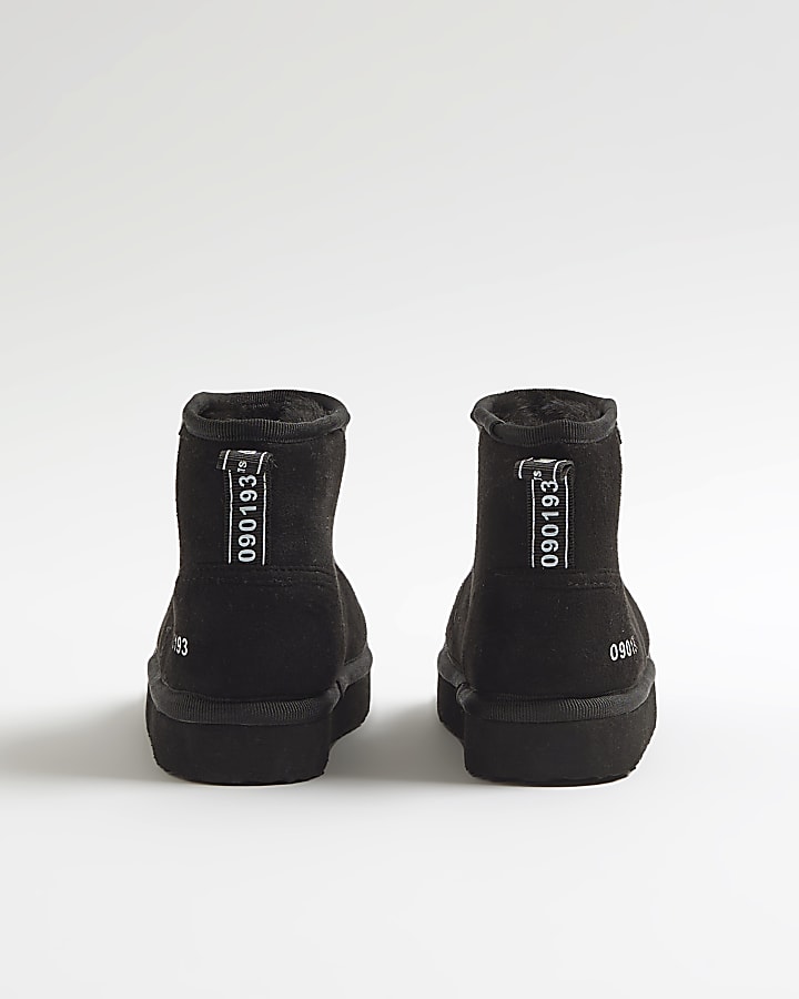 River Island Mini Boys Black Faux Fur Lined Boots
