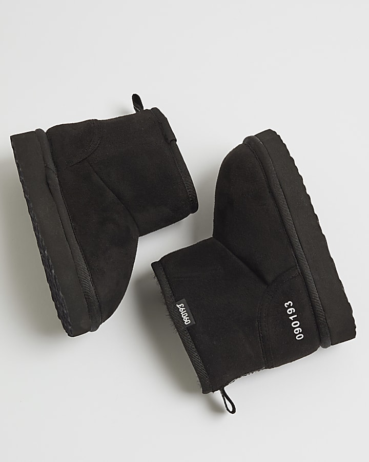 river island Mini boys Black Faux Fur Lined Boots