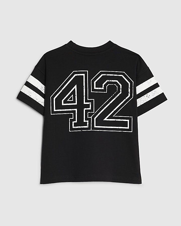 River Island Mini Boys Black Football 42 T-Shirt