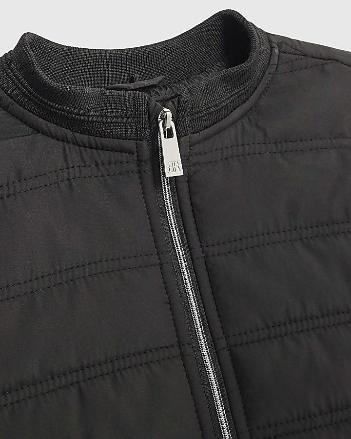 River Island Mini Boys Black Hooded Hybrid Jacket