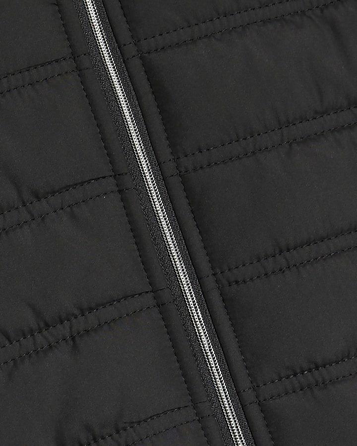 River Island Mini Boys Black Hooded Hybrid Jacket