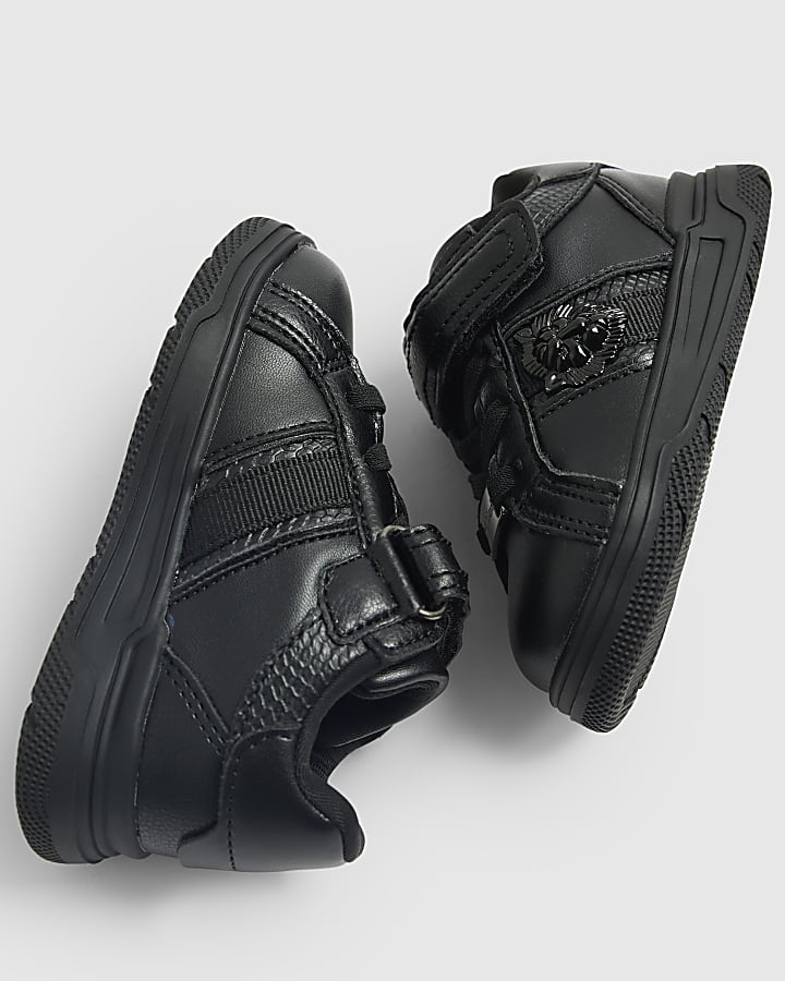 River Island Mini Boys Black Lion Head Trainers