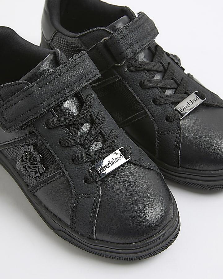 river island Mini Boys Black Lion Head Trainers