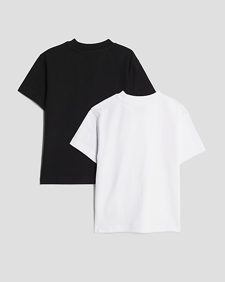River Island Mini Boys Black Pack Of 2 RI T-Shirts