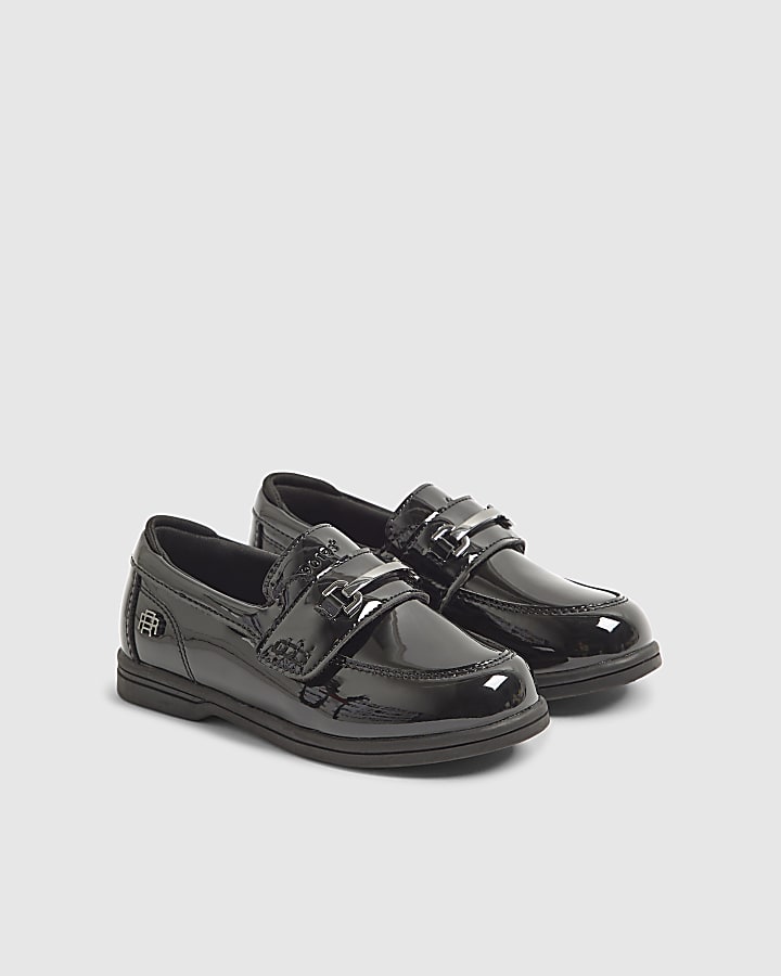 River Island Mini Boys Black Patent Loafers