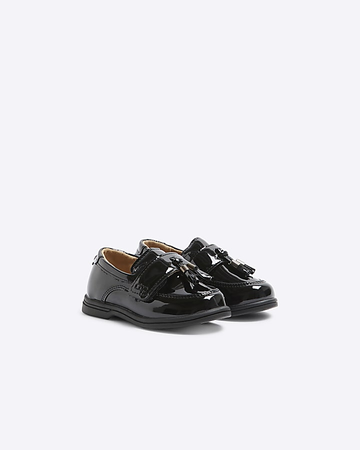 River Island Mini Boys Black Patent Tassel Loafers