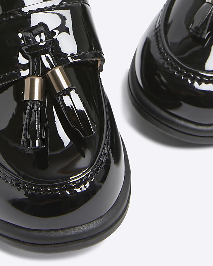 river island Mini Boys Black Patent Tassel Loafers