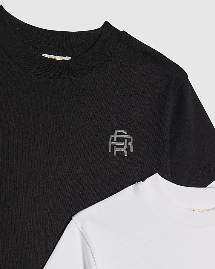river island Mini Boys Black RR Pack Of 2 T-Shirts
