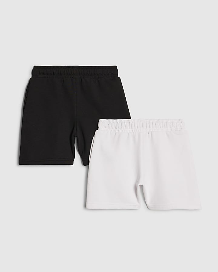 River Island Mini Boys Black RR Shorts Set