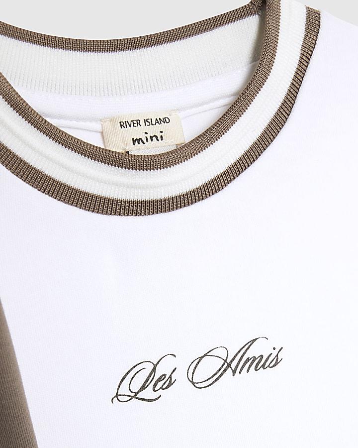 River Island Mini Boys Brown Jacket 3 Piece Set