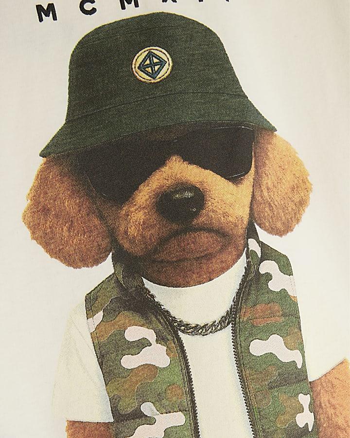 river island Mini Boys Cream Cool Dog T-Shirt