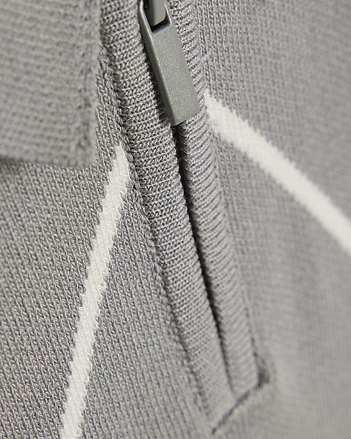 River Island Mini Boys Grey Diamond Polo Shirt