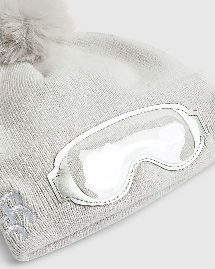 River Island Mini Boys Grey Goggle Beanie Hat