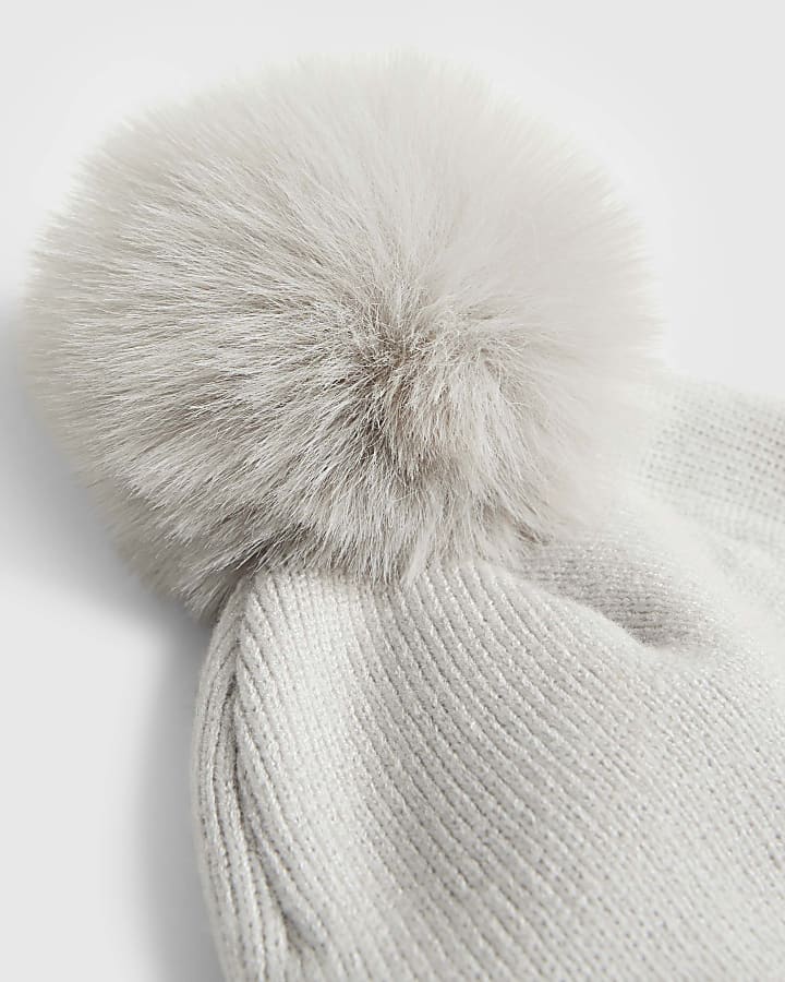 River Island Mini Boys Grey Goggle Beanie Hat