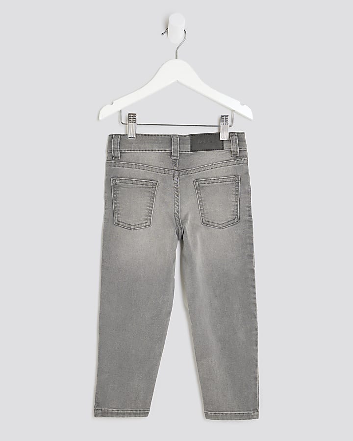 River Island Mini Boys Grey Stretch Tapered Jeans