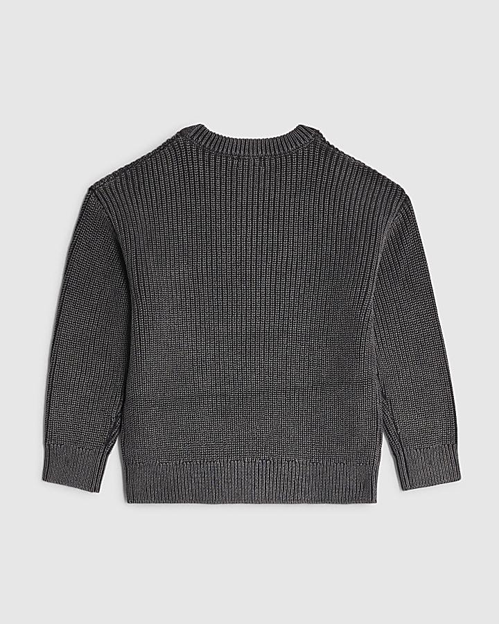 River Island Mini Boys Grey Washed Japanese Jumper