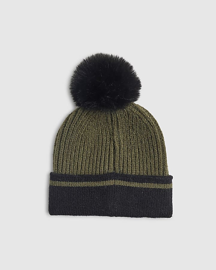 River Island Mini Boys Khaki Colour Blocked Beanie