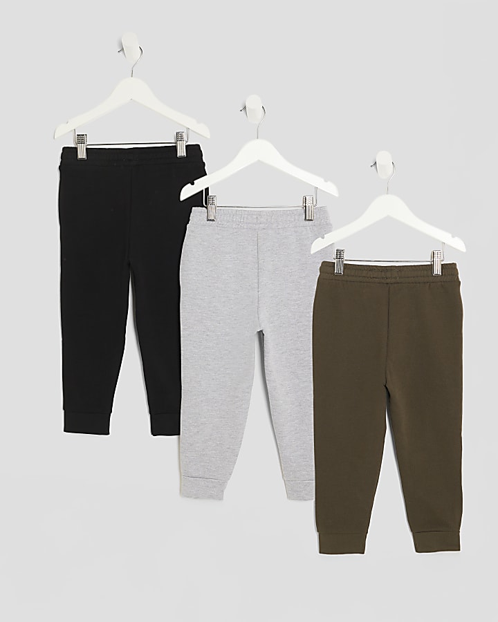 River Island Mini Boys Khaki Pack Of 3 Joggers