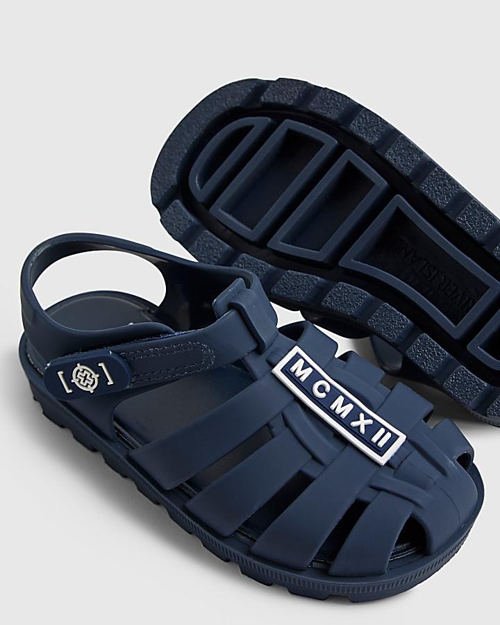 river island Mini Boys Navy Caged Jelly Sandals