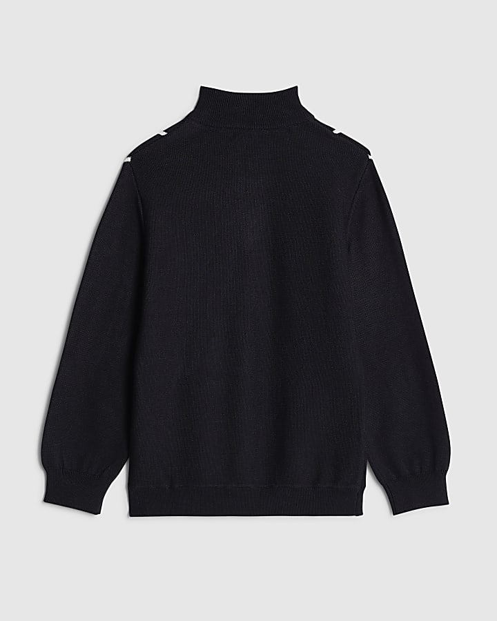 River Island Mini Boys Navy Funnel Neck Top