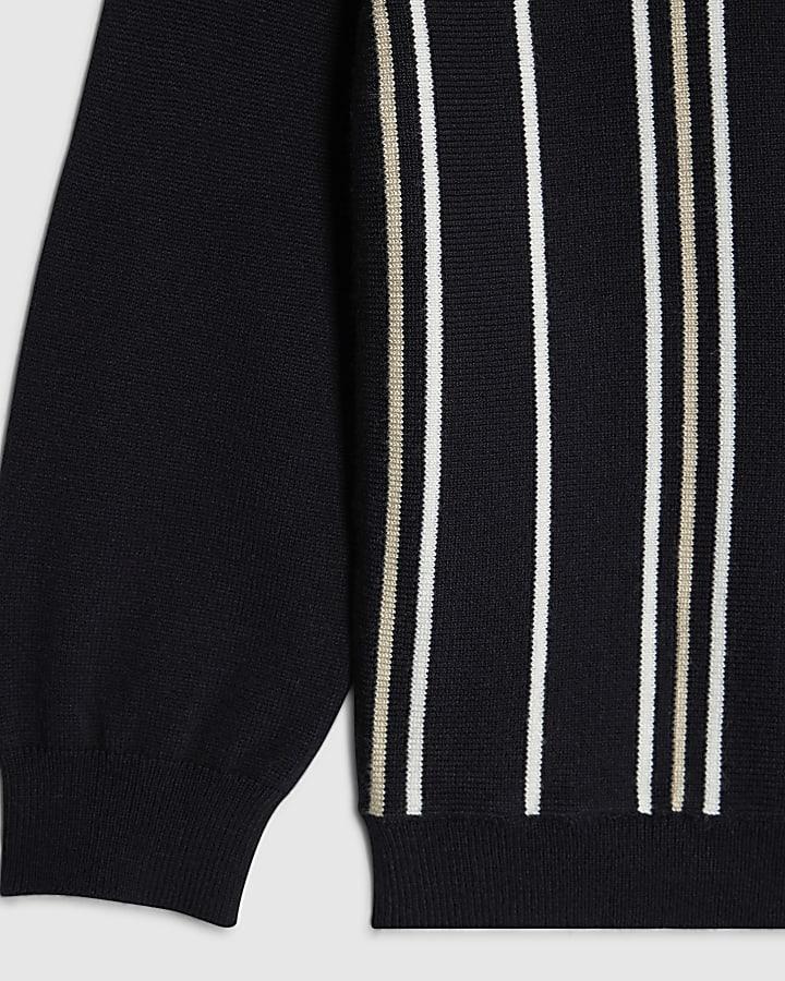 River Island Mini Boys Navy Funnel Neck Top