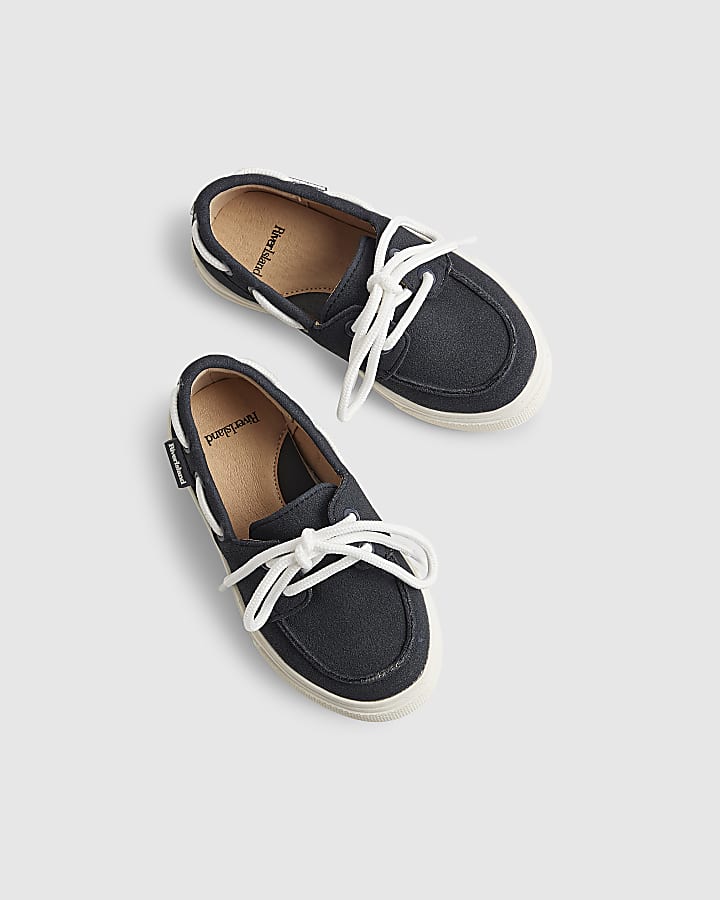 river island Mini Boys Navy Laced Boat Shoes