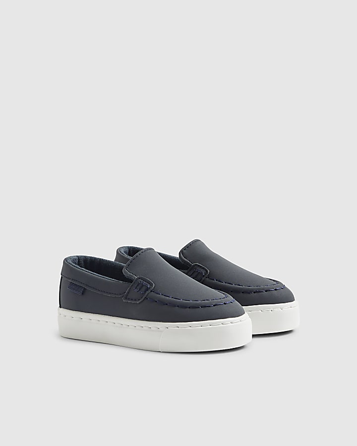 River Island Mini Boys Navy Loafers