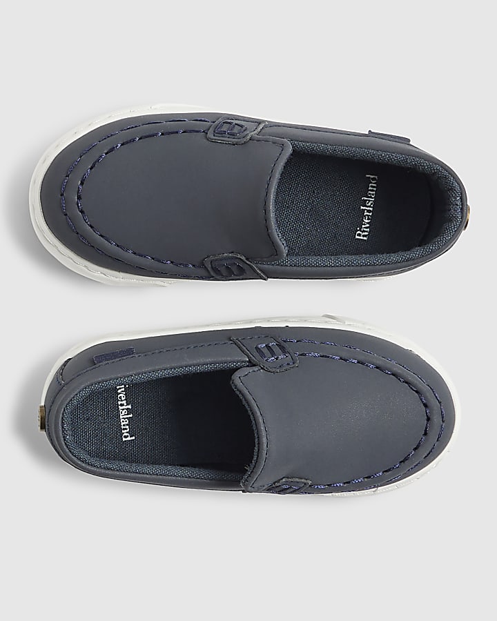 River Island Mini Boys Navy Loafers